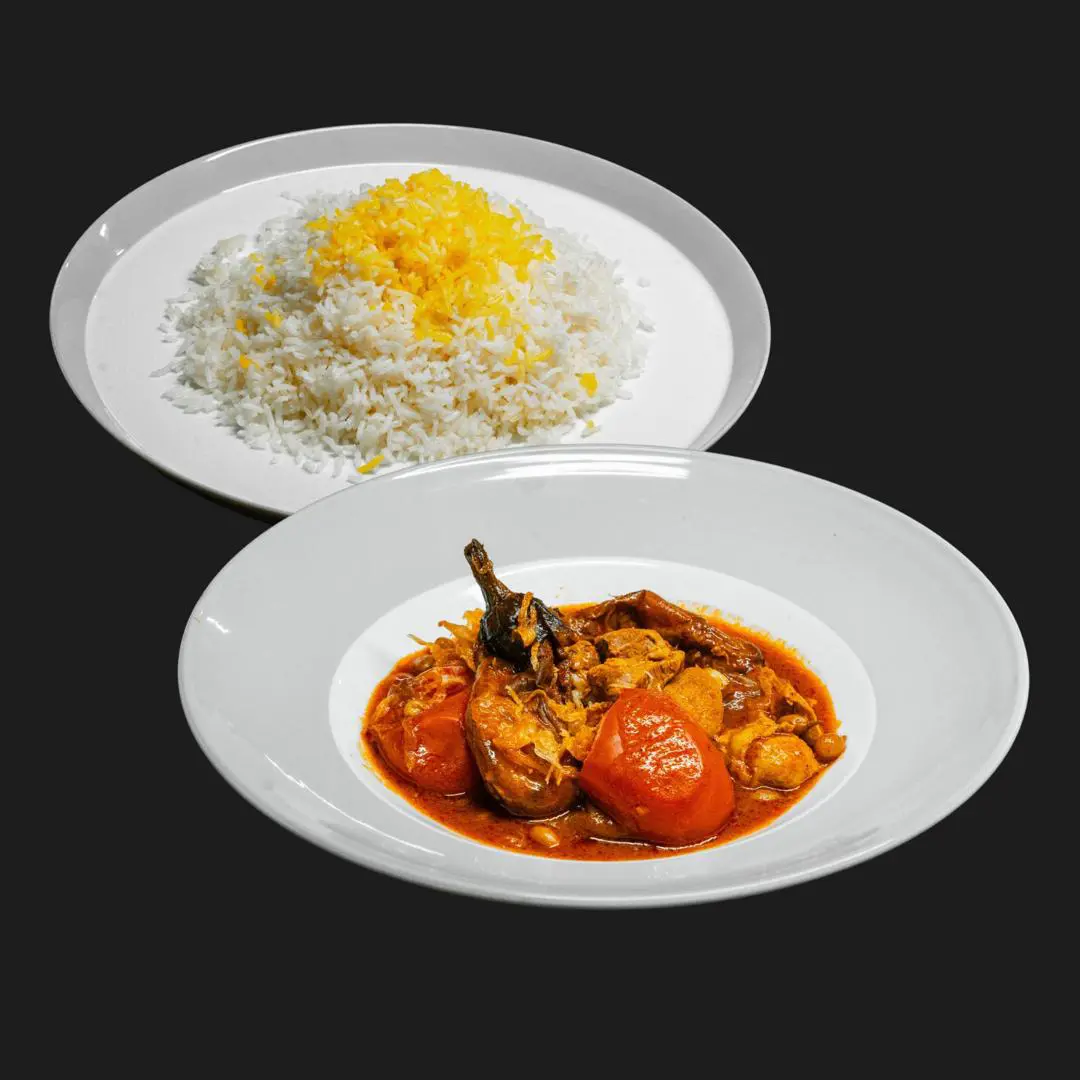 چلو خورشت جوجه بادمجان
