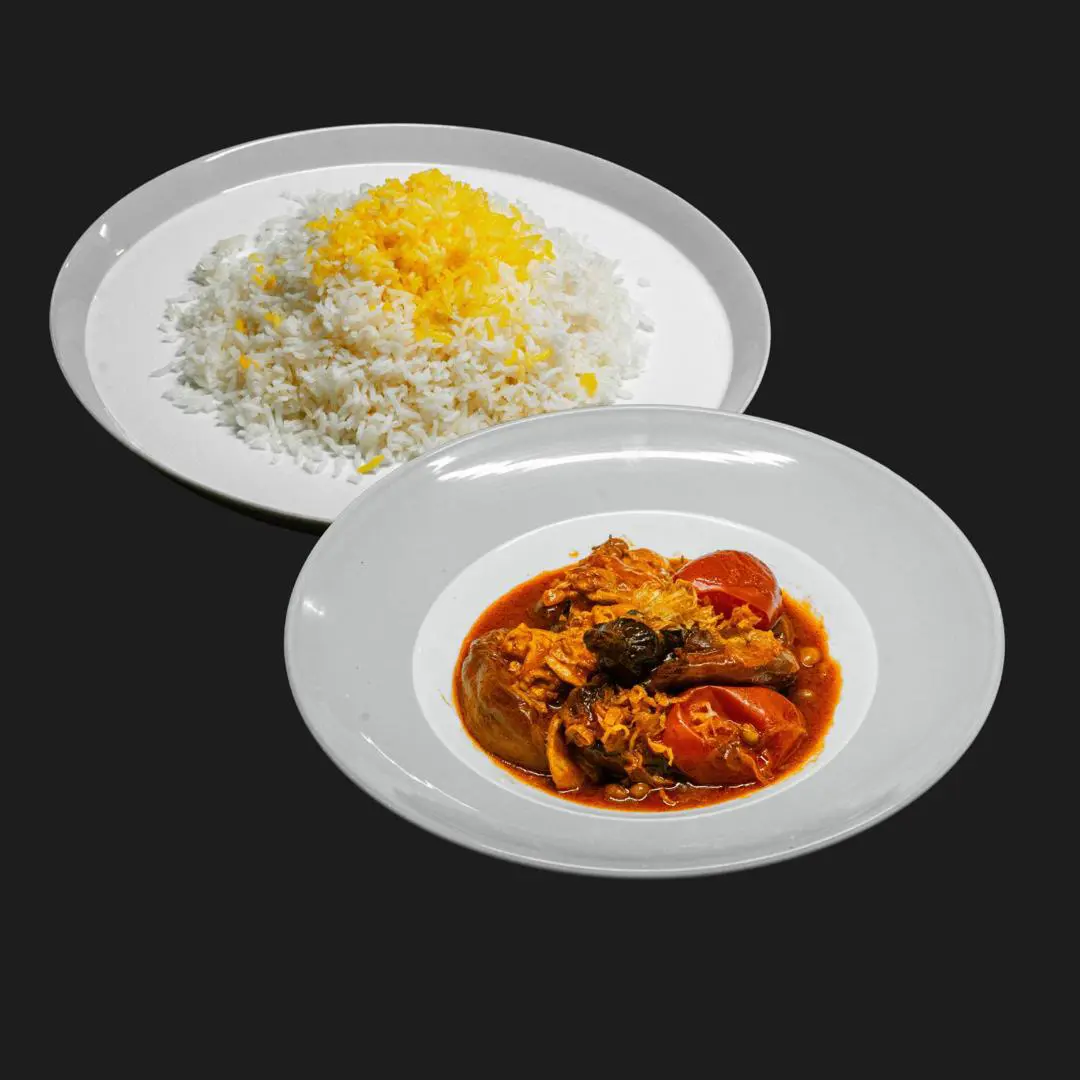 چلو خورشت کدو بادمجان با گوشت